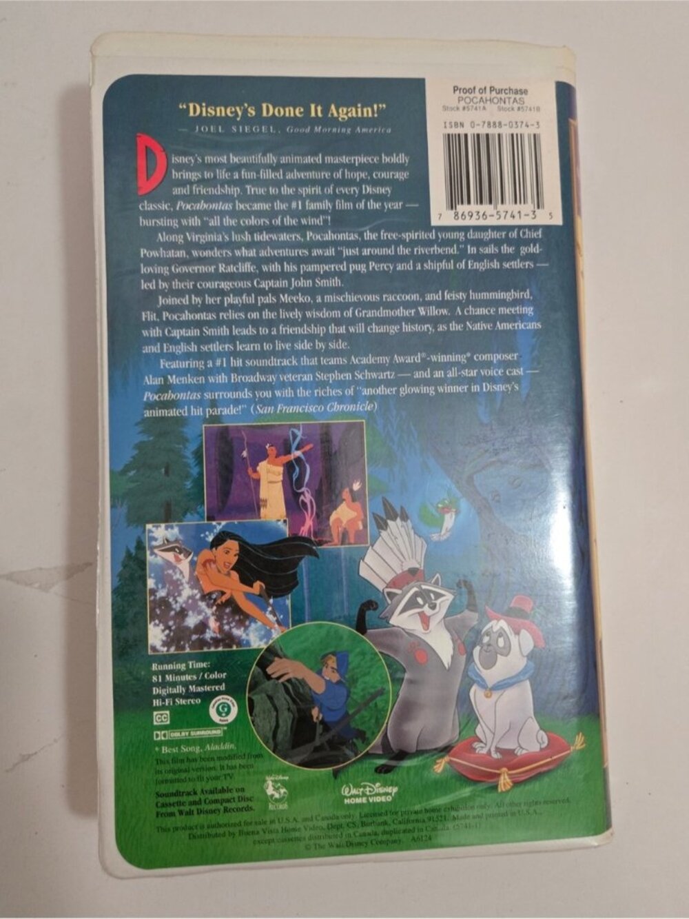 Disney Pocahontas VHS Walt Disney Masterpiece Collection Clamshell Vintage Movie - Picture 2 of 12